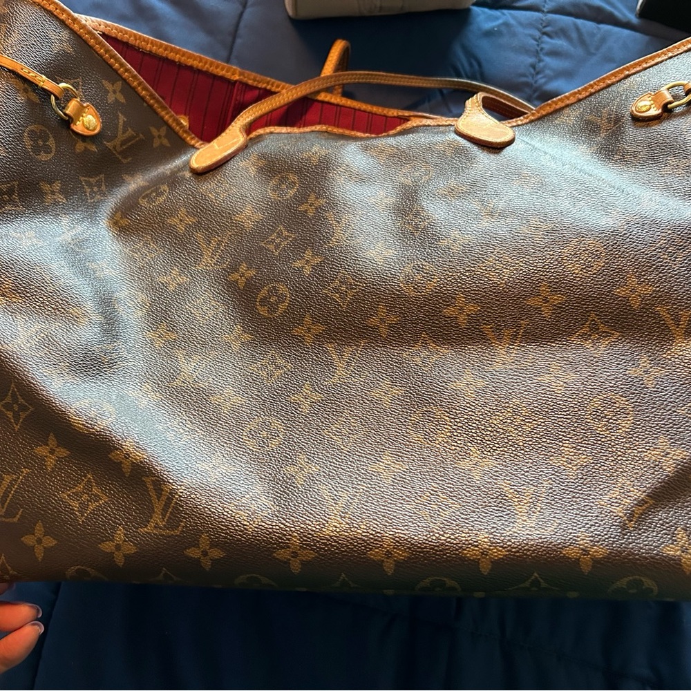 AUTHENTIC LOUIS VUITTON • Large Neverfull Tote & Pochette Patina Monogram Bag • - Picture 3 of 16